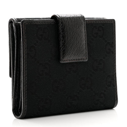 Gucci Monogram Textured Calfskin Metal Bar French Flap Wallet Black 3 of 10