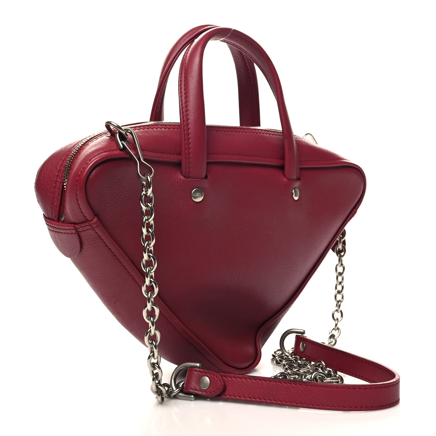 Balenciaga Calfskin XS Triangle Chain Duffle Rouge Grenat 3 of 14