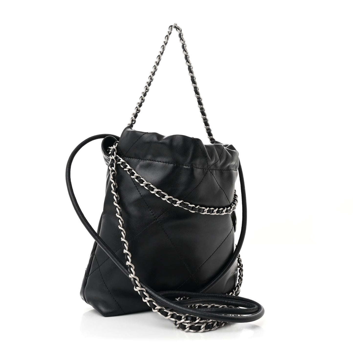 Shiny Calfskin Quilted Mini Chanel 22 Black