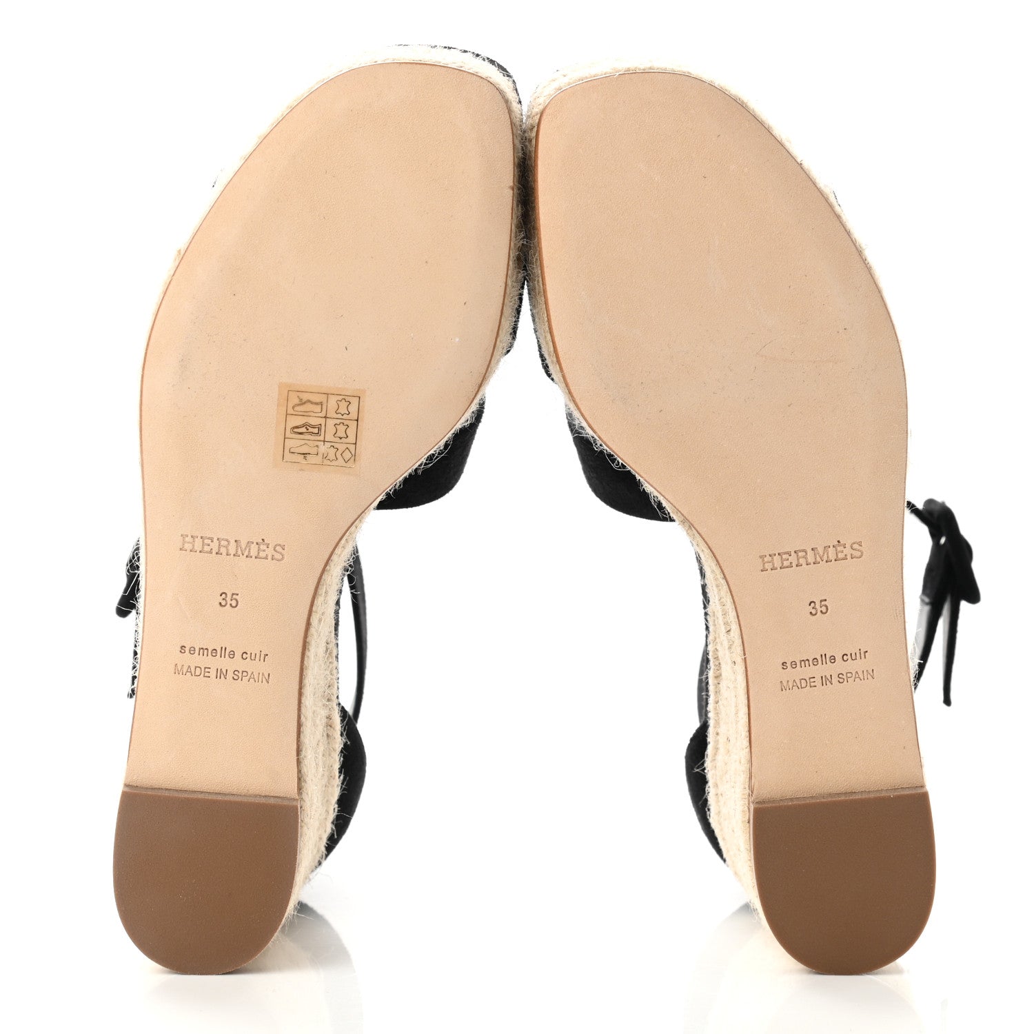 Hermes Suede Elda Espadrille Wedge Sandals 35 Black 5 of 8