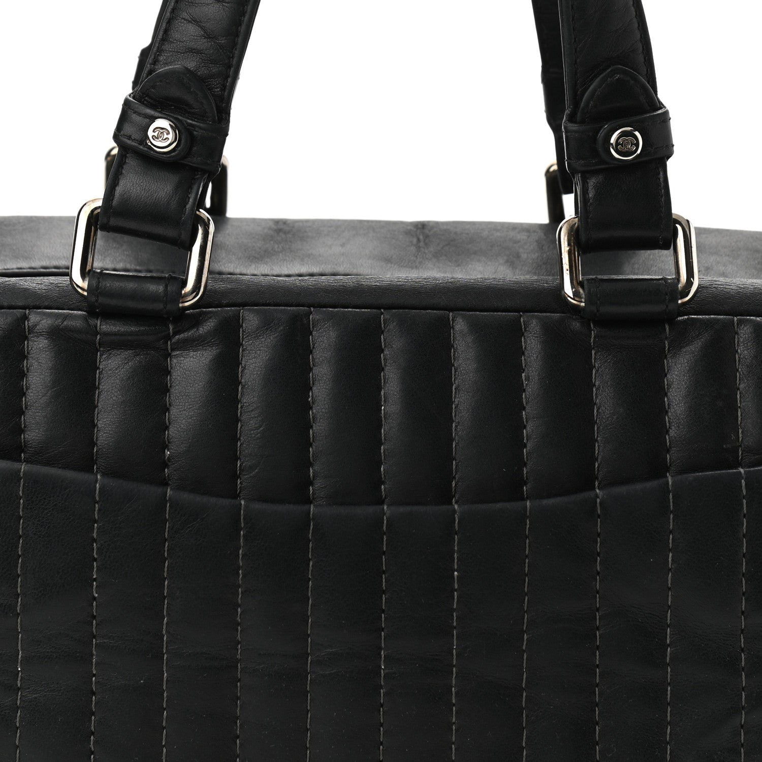 Chanel Lambskin Vertical Quilted Mademoiselle Satchel Black 9 of 10