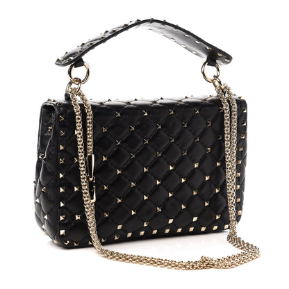 Valentino Garavani Lambskin Ayers Flames Medium Rockstud Spike Shoulder Bag Black 3 of 14