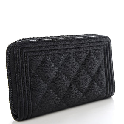Chanel Caviar Quilted Small Boy Zip Around Wallet Black 3 of 9