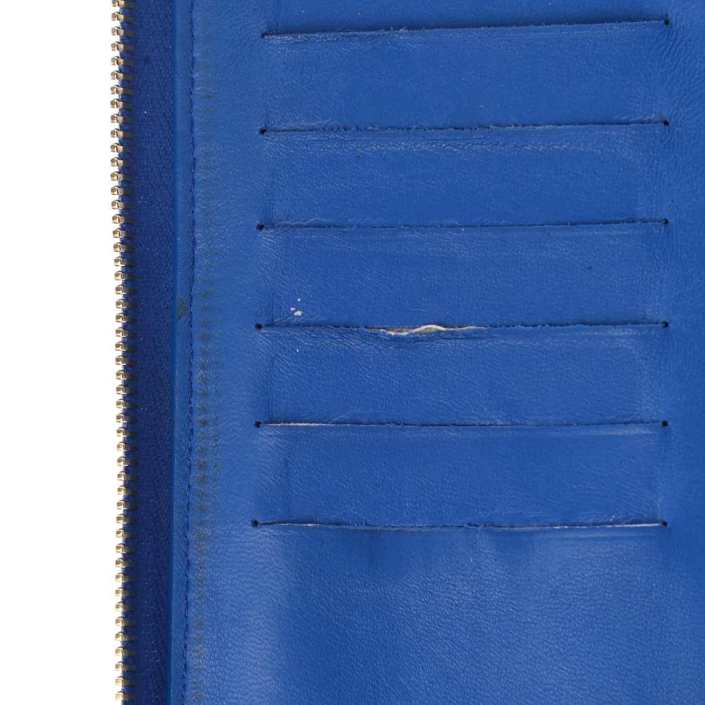 Lambskin Quilted Large Zip Around Organizer Wallet Blue