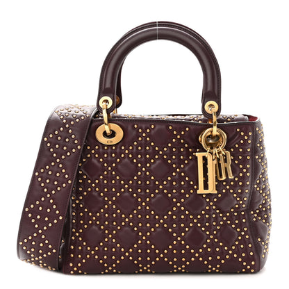 Christian Dior Calfskin Cannage Studded Medium Supple Lady Dior Deep Amaranth 1 of 9
