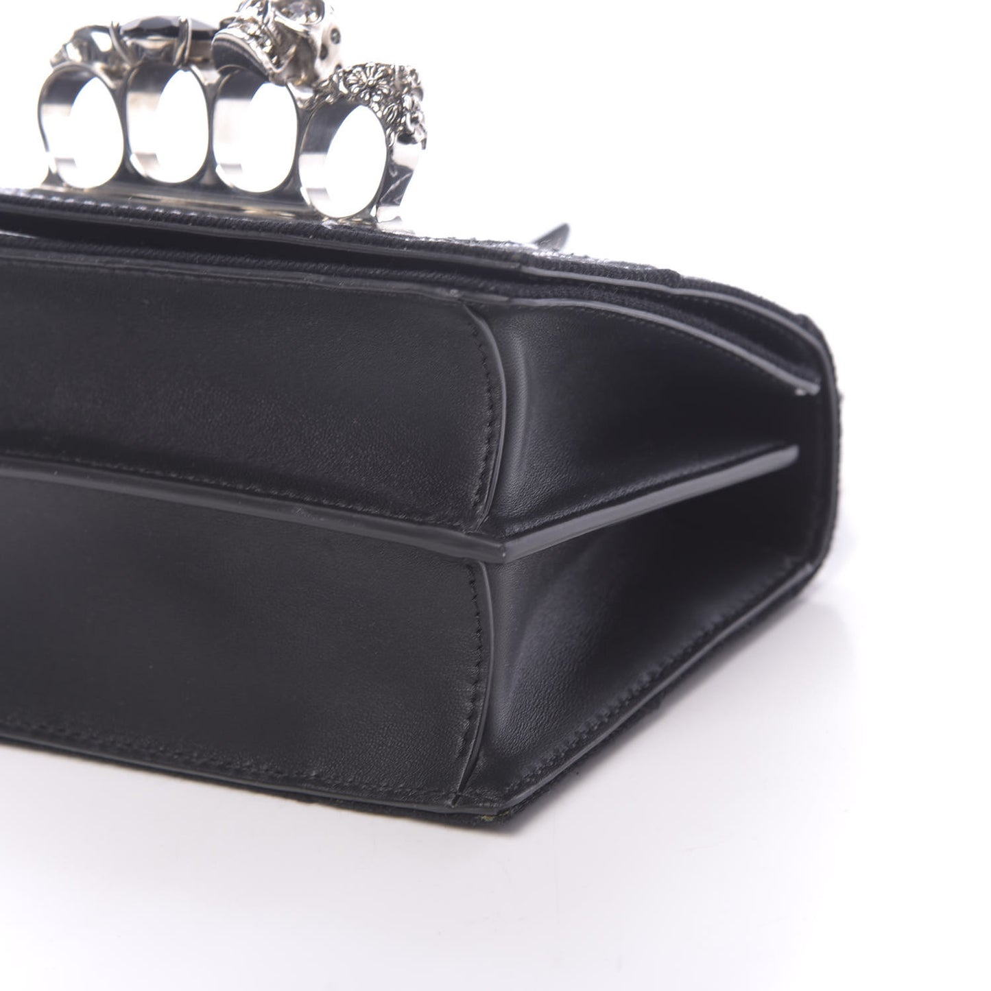 Denim Small Jeweled Knuckle Satchel Dark Denim