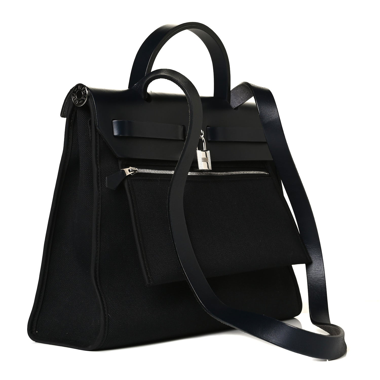 Hermes Military Toile Vache Hunter Herbag Zip PM 31 Bleu Marine 2 of 11