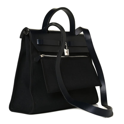 Hermes Military Toile Vache Hunter Herbag Zip PM 31 Bleu Marine 2 of 11