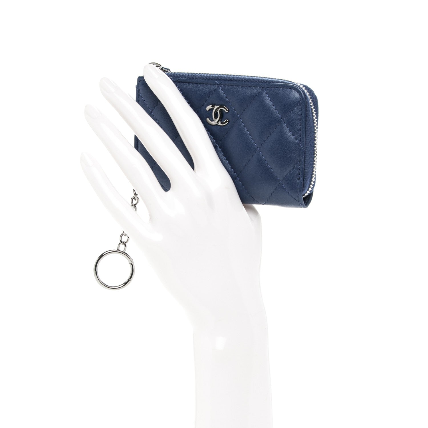 Chanel Lambskin Quilted Key Holder Case Blue 2 of 7