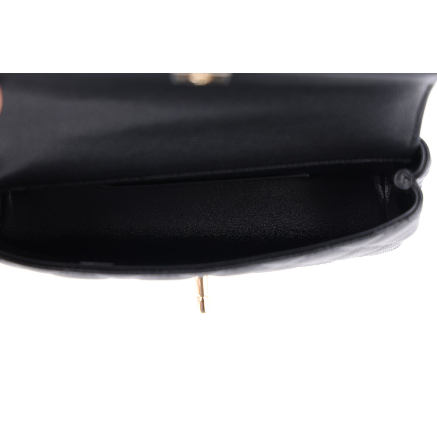 Caviar Quilted Coco Handle East West Clutch With Chain Black