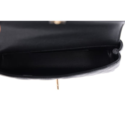 Chanel Caviar Quilted Coco Handle East West Clutch With Chain Black 5 of 11