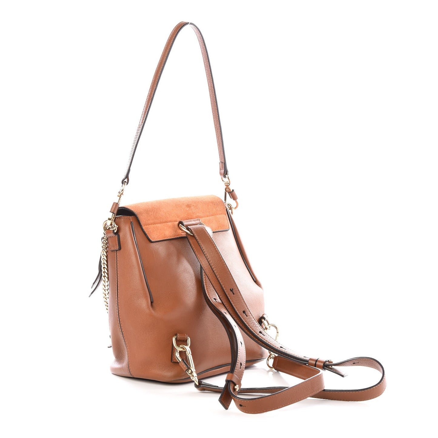 Suede Calfskin Medium Faye Backpack Tan