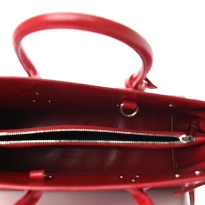 Saint Laurent Calfskin Crocodile Embossed Small Sac De Jour Eros Red 6 of 14