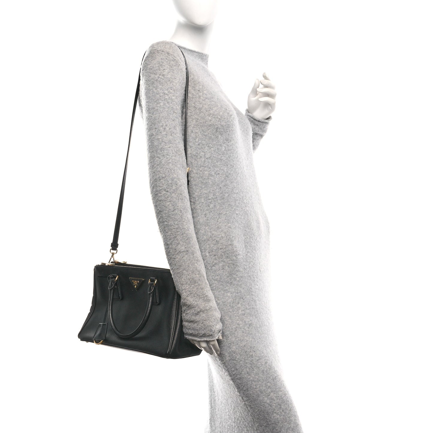 Saffiano Small Galleria Double Zip Tote Black