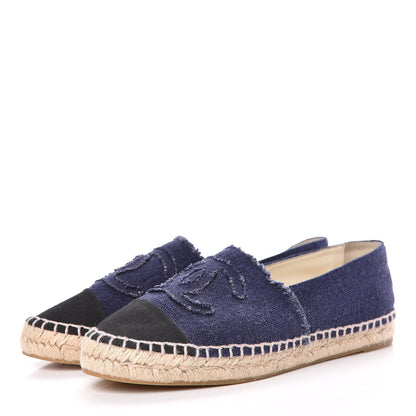 Chanel Linen CC Espadrilles 41 Blue Black 3 of 13