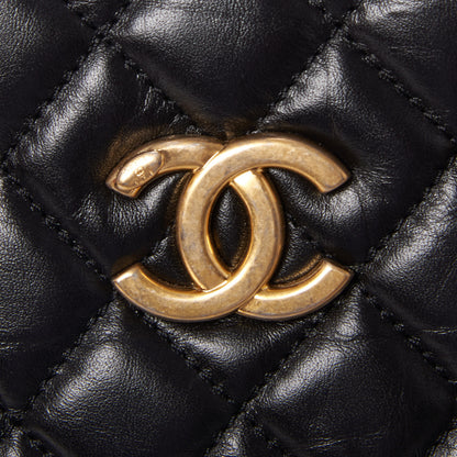 Chanel Aged Calfskin Quilted Coco Handle Shopping Tote Black 8 of 10