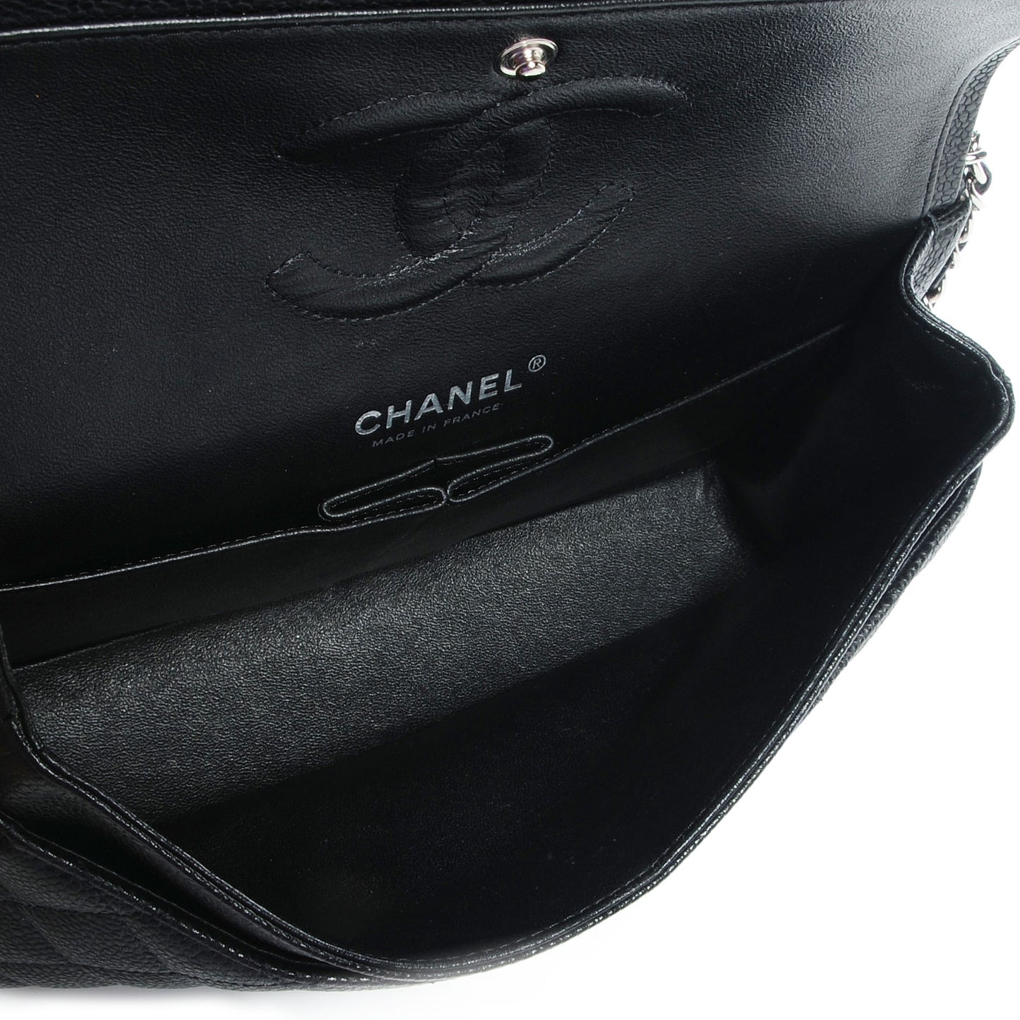 Caviar Quilted Medium Double Flap Black
