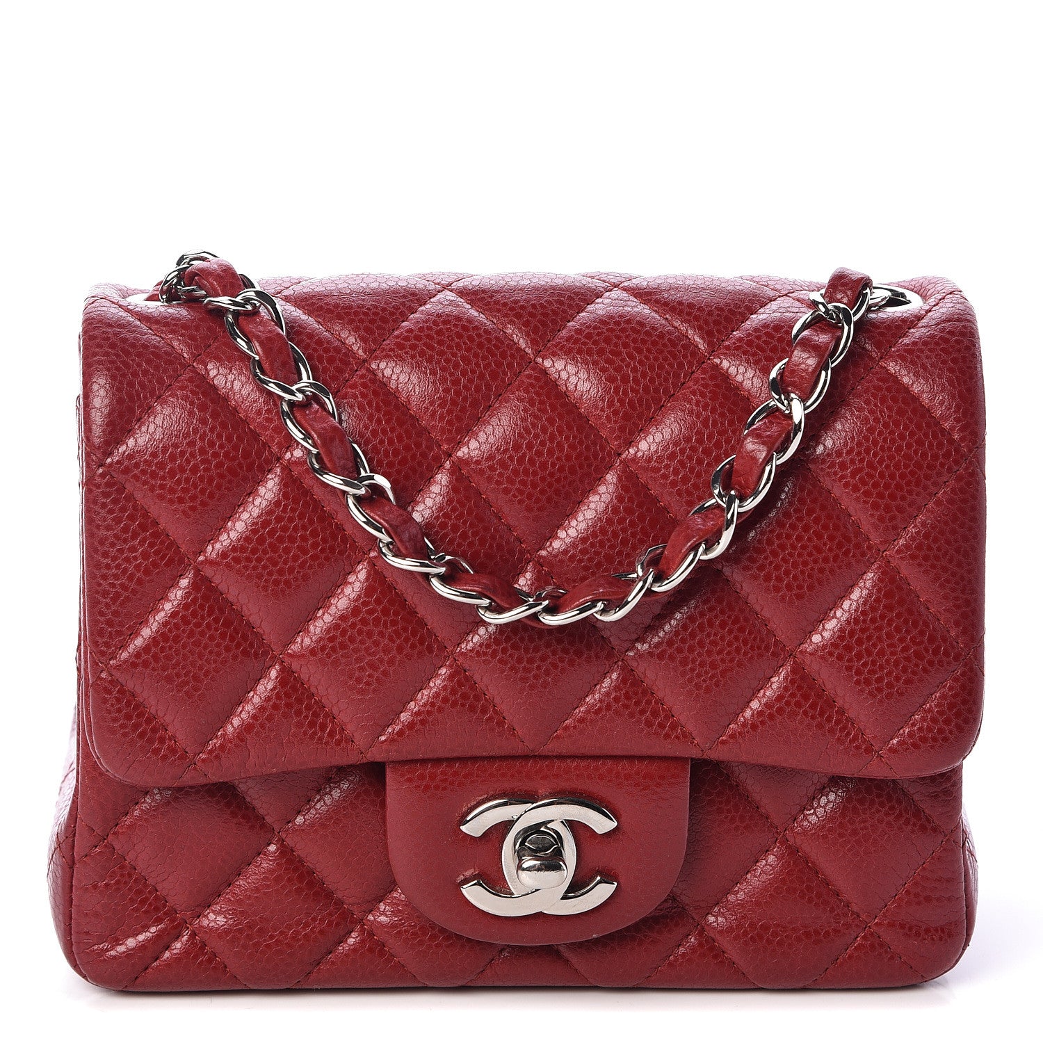 Chanel Caviar Quilted Mini Square Flap Red 1 of 11