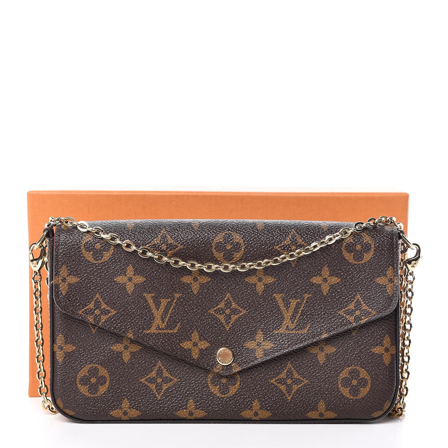 Monogram Pochette Felicie Chain Wallet Fuchsia