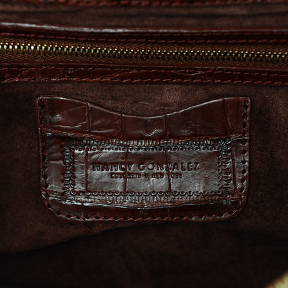 Nancy Gonzalez Crocodile Bar Clutch Cognac 6 of 6
