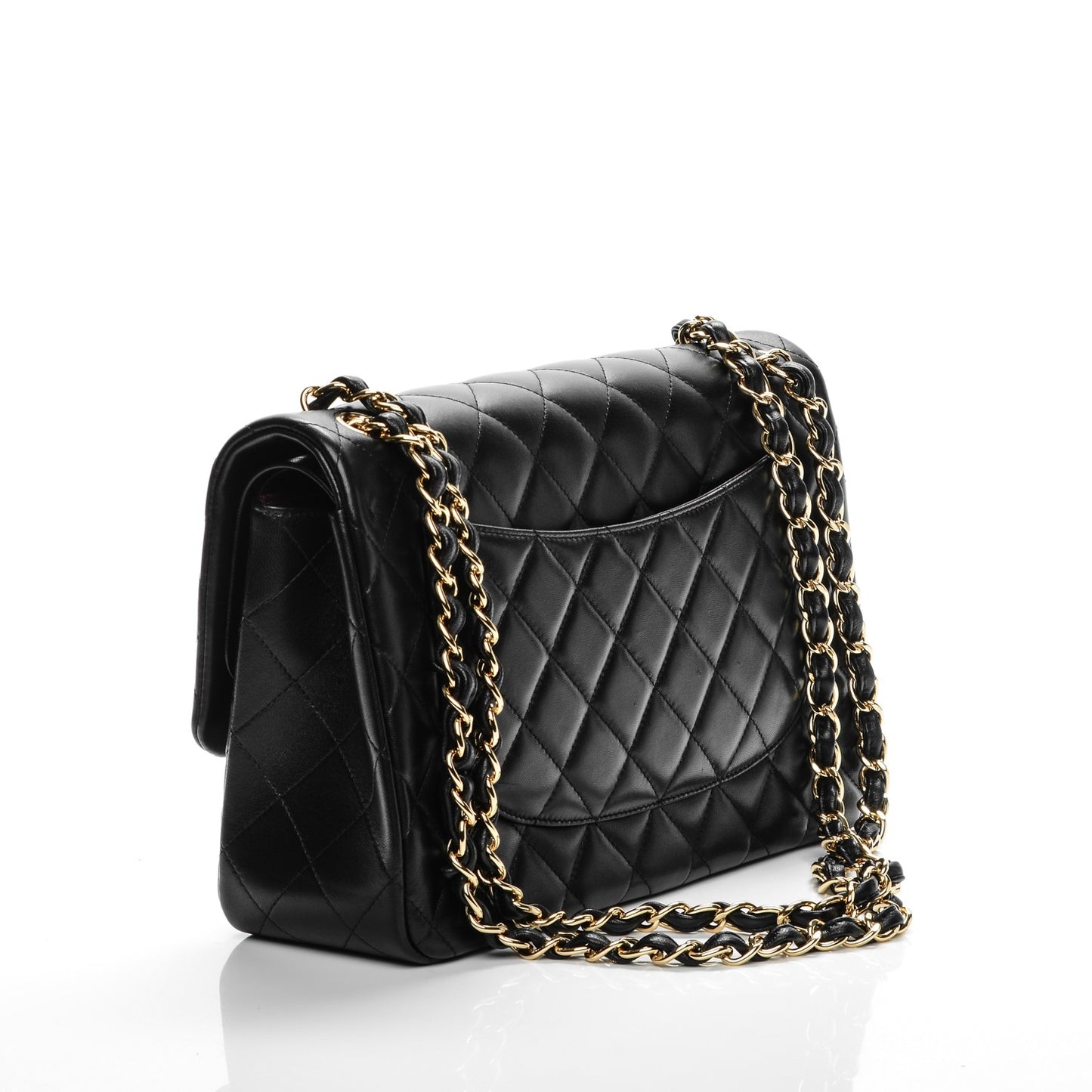 Lambskin Quilted Jumbo Double Flap Black
