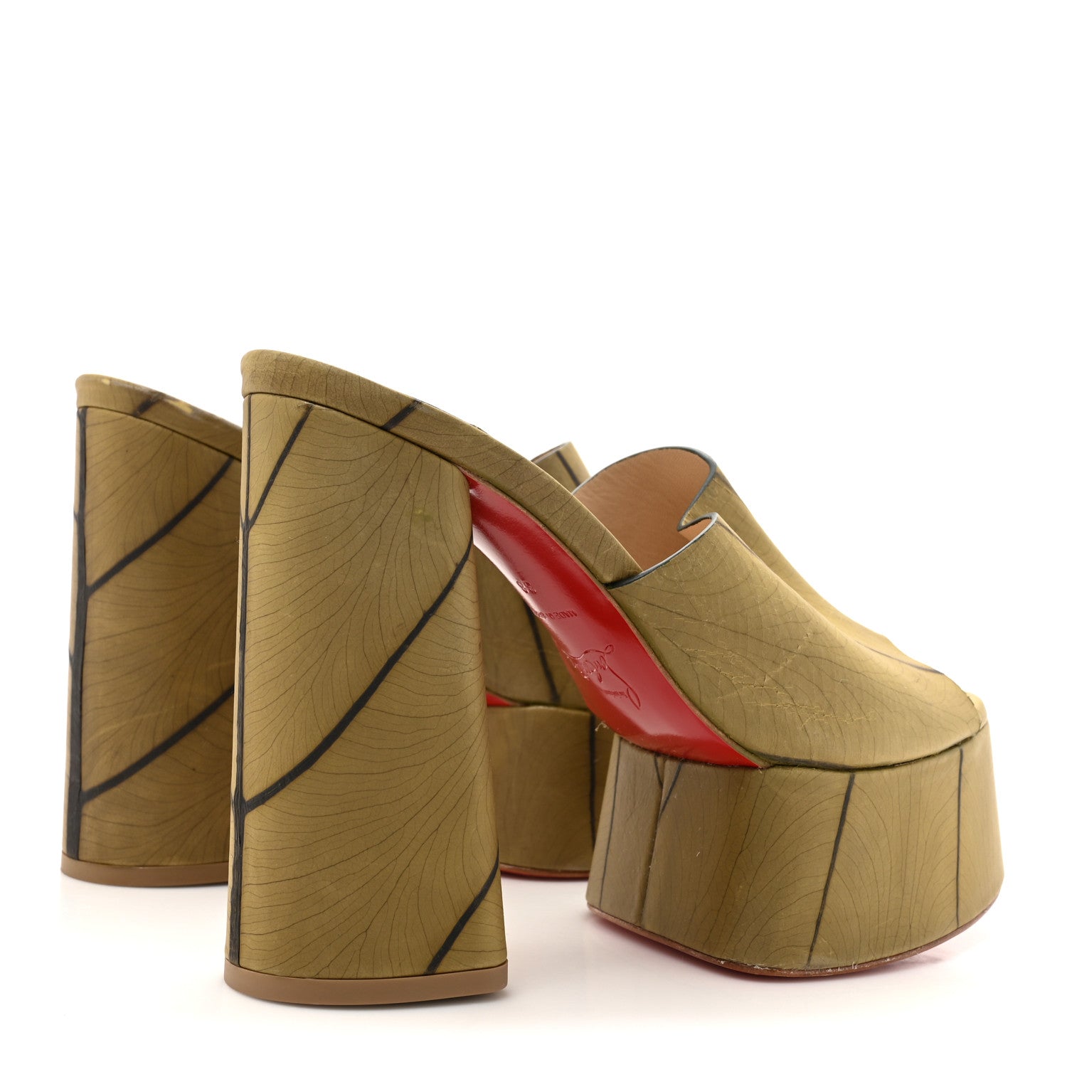 Christian Louboutin Cario Leaf Yazemule 130 Platform Sandals 38 Kaki 5 of 8