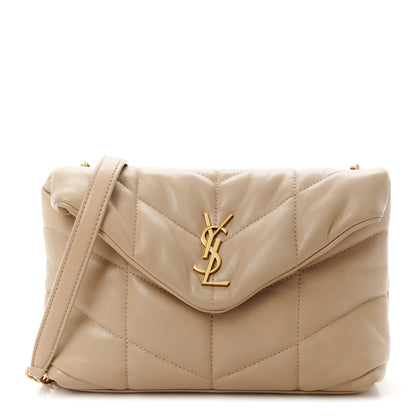 Saint Laurent Lambskin Quilted Toy Loulou Puffer Monogram Chain Satchel Nude Powder 1 of 11