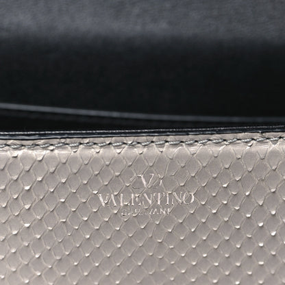 Valentino Garavani Snakeskin Crystal Vlogo Small Loco Shoulder Bag Grey 6 of 9