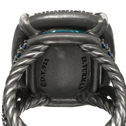David Yurman Darkened Sterling Silver Blue Topaz Sapphire 20mm Chatelaine Ring 54 7 4 of 4