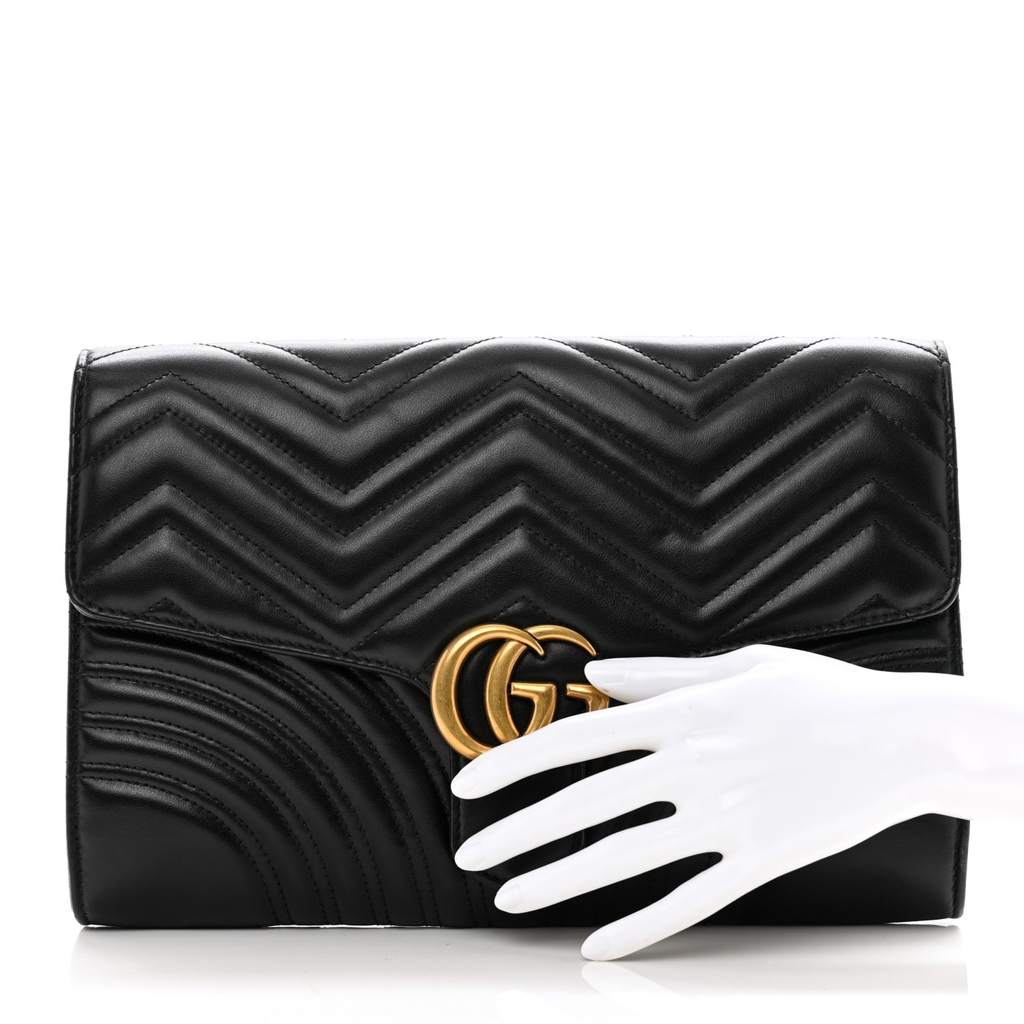 Calfskin Matelasse GG Marmont Clutch Black