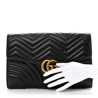 Gucci Calfskin Matelasse GG Marmont Clutch Black 2 of 7