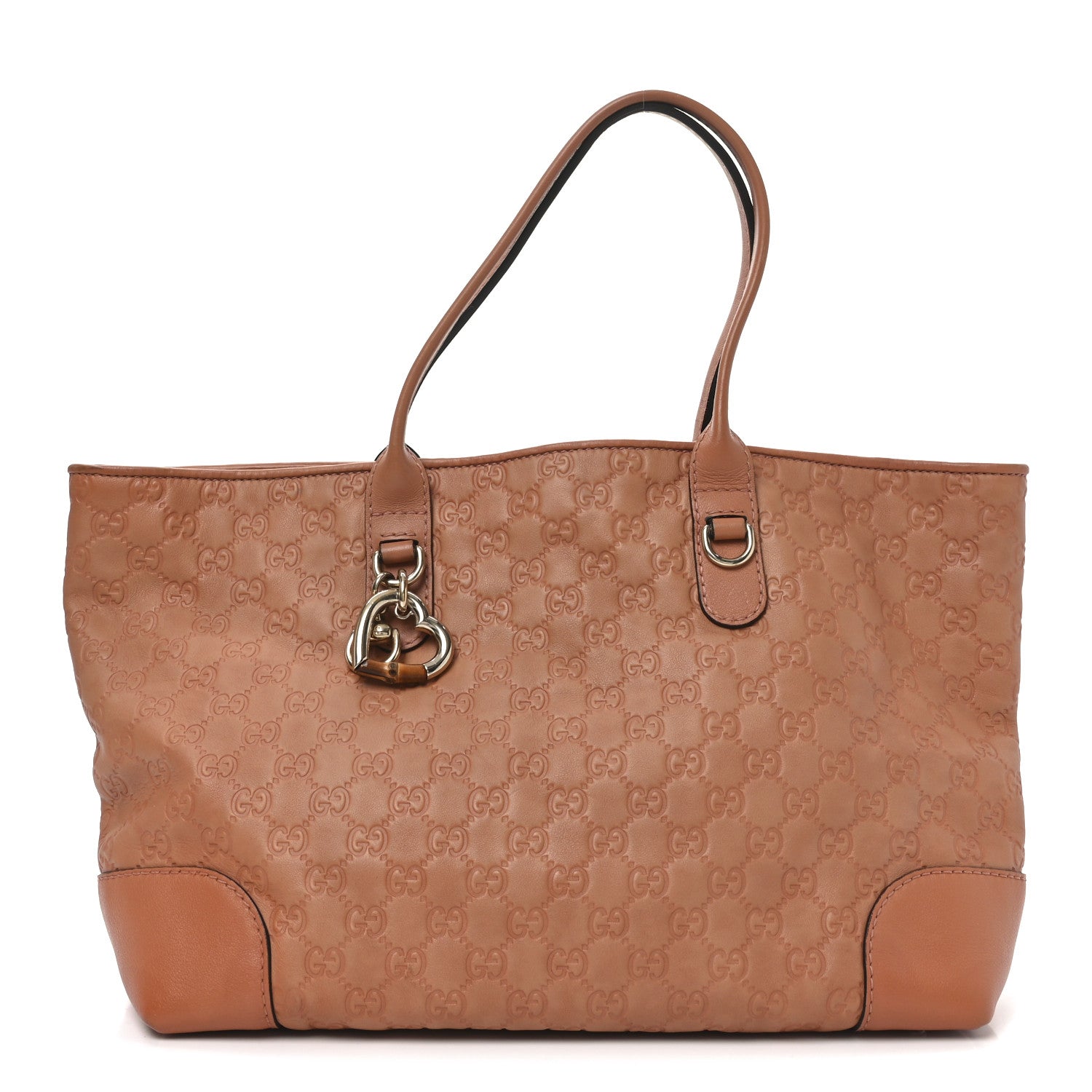 Gucci Guccissima Large Heart Bit Charm Top Handle Tote Winter Rose 1 of 12