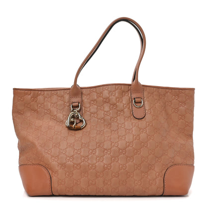 Gucci Guccissima Large Heart Bit Charm Top Handle Tote Winter Rose 1 of 12