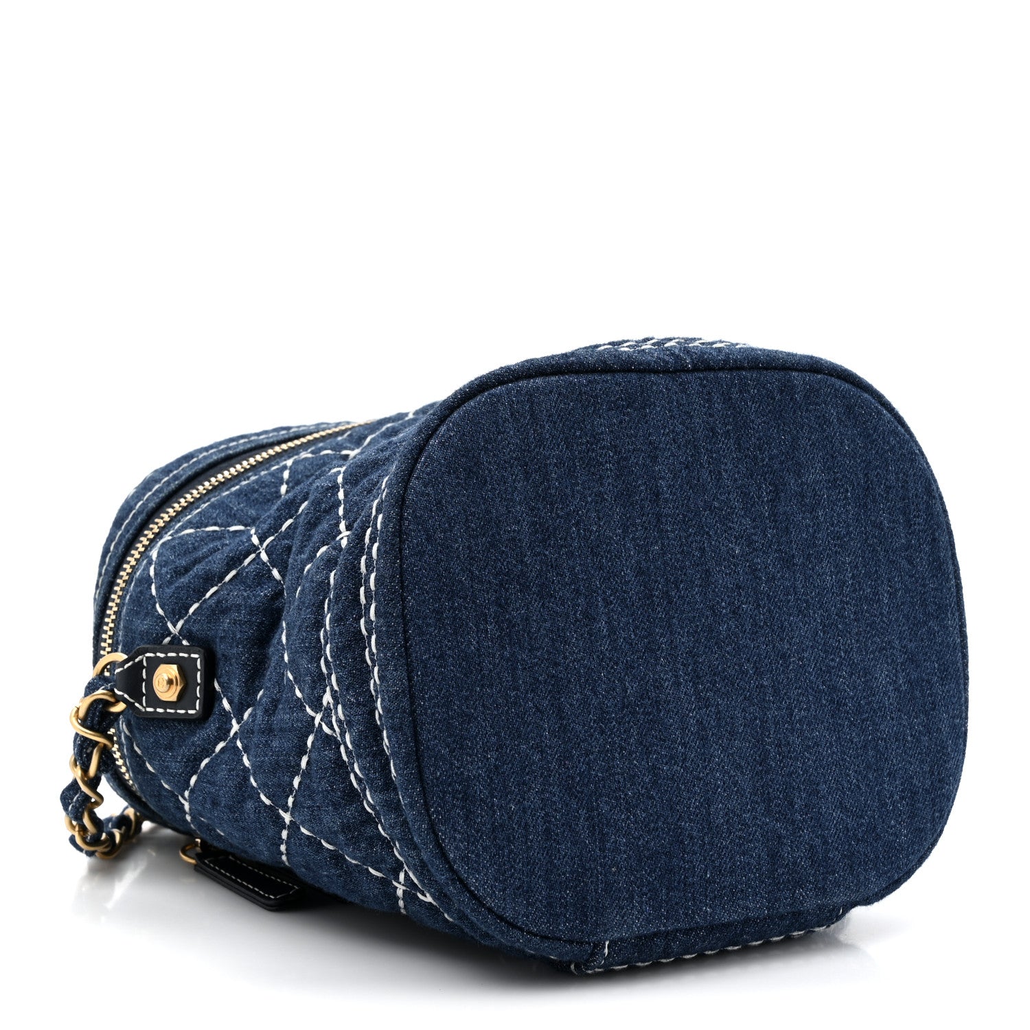 Chanel Denim Quilted Denim Trip Vanity Cosmetic Case Blue 4 of 10