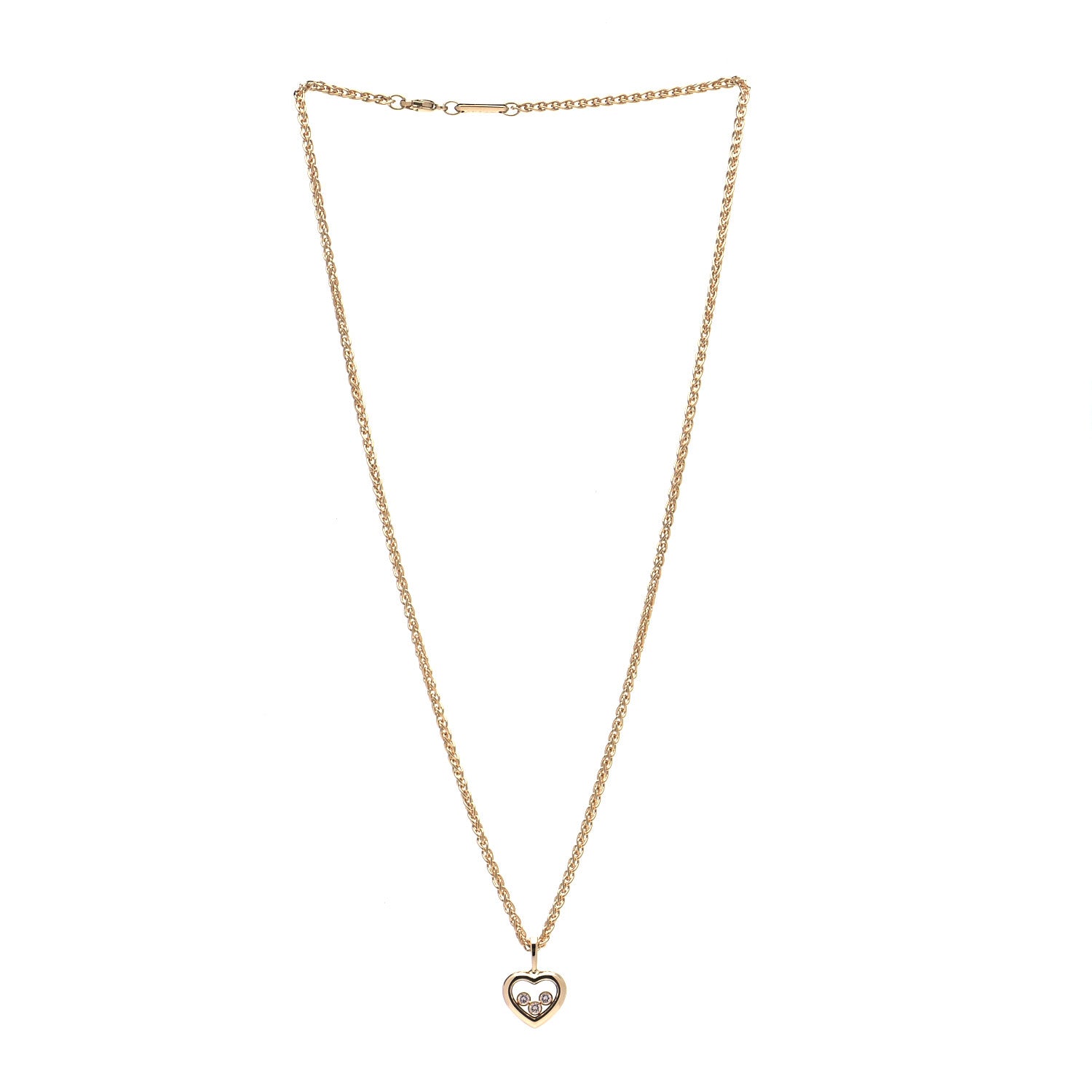 Chopard 18K Yellow Gold Diamond Happy Diamonds Icons Heart Pendant Necklace 2 of 6