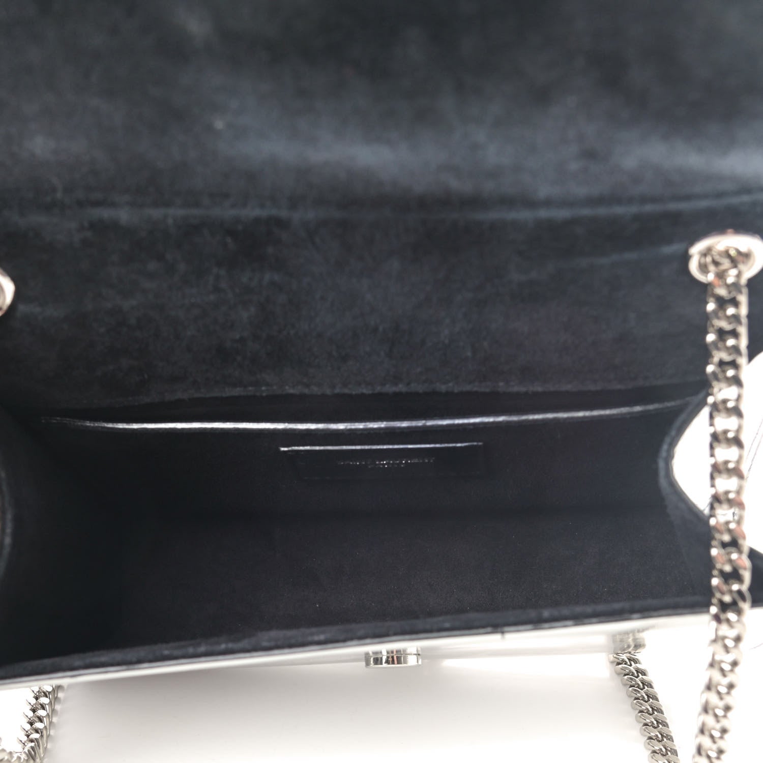 Saint Laurent Vinyl Mirror Small Classic Monogram Kate Satchel Argento 4 of 6