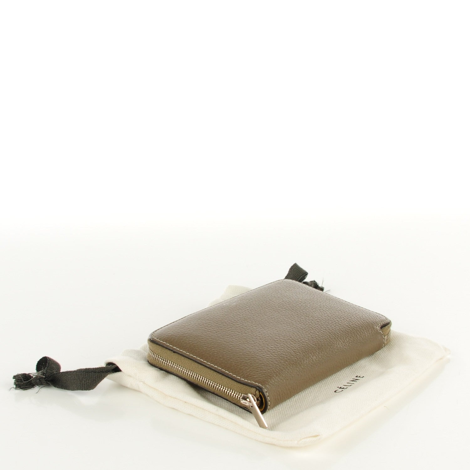 Celine Drummed Calfskin Zip Around Wallet Souris 4 of 9