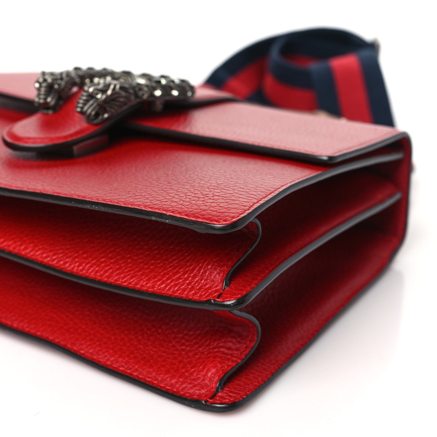 Gucci Dollar Calfskin Crystal Web Medium Dionysus Bamboo Top Handle Bag Hibiscus Red Black Diamond 10 of 10