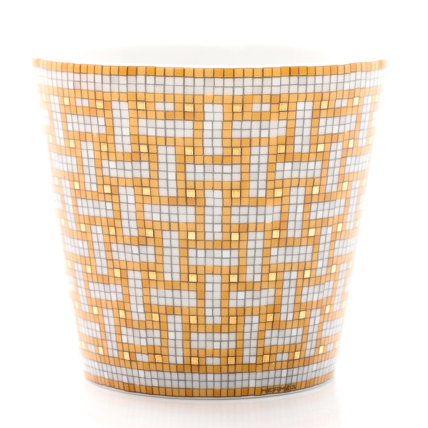 Hermes Porcelain Mosaique Au 24 Porcelain Candle Tumbler Gold 3 of 7
