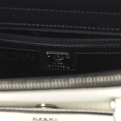 MCM Saffiano Small Bi-Color Elda Tote White Black 8 of 9