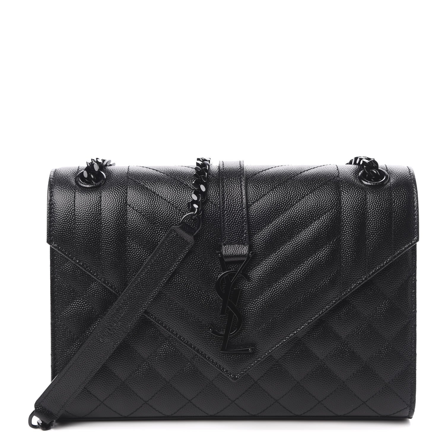 Saint Laurent Grain De Poudre Textured Mixed Matelasse Triquilt Medium Monogram Satchel Black 1 of 9