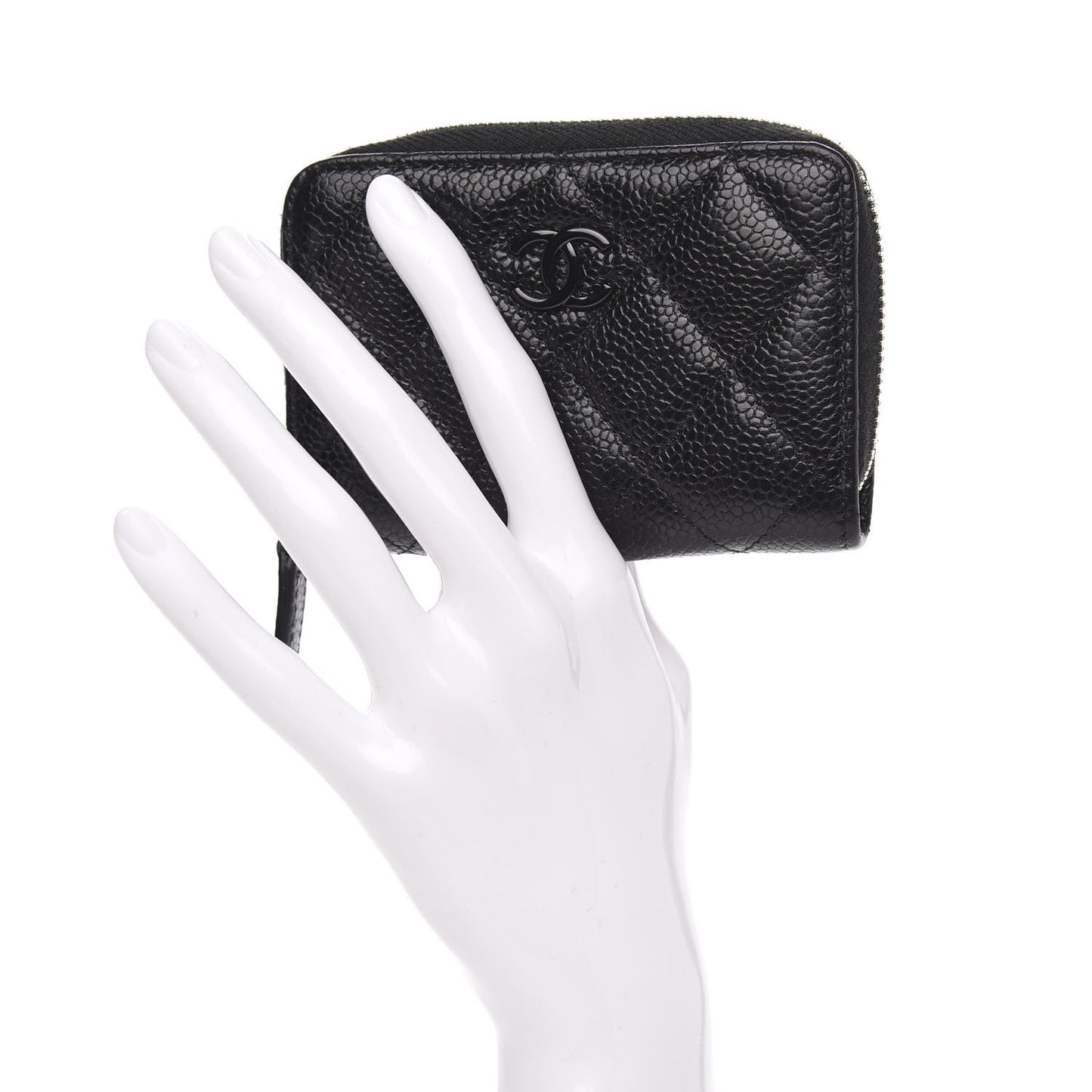 Caviar Quilted Incognito Zip Coin Purse Black