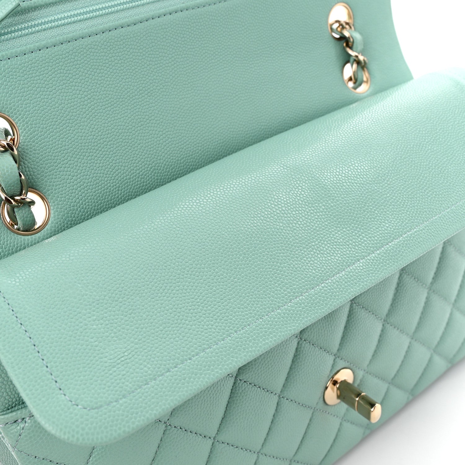 Chanel Caviar Quilted Medium Double Flap Light Blue 11 of 12
