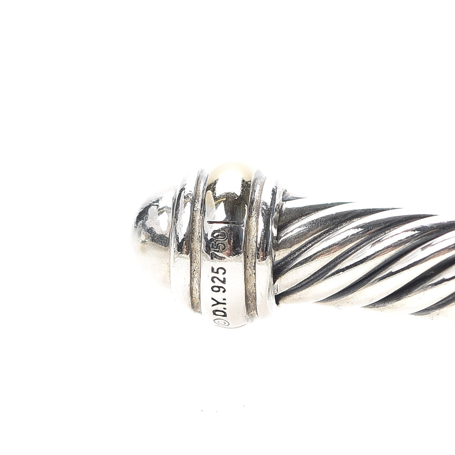 David Yurman Sterling Silver 18K Yellow Gold 4mm Cable Classics Bracelet 4 of 5
