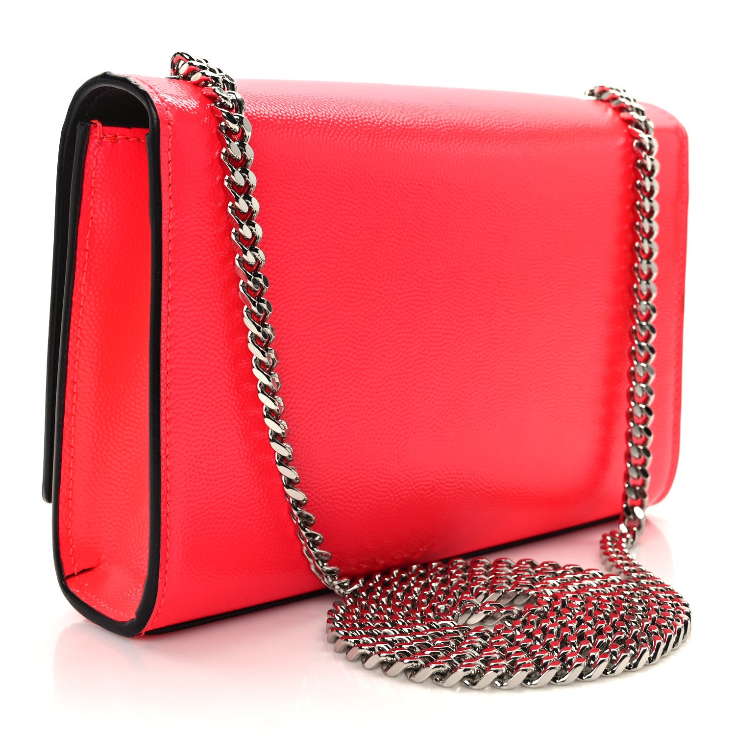 Saint Laurent Patent Grain de Poudre Small Monogram Kate Satchel Neon Pink 3 of 13