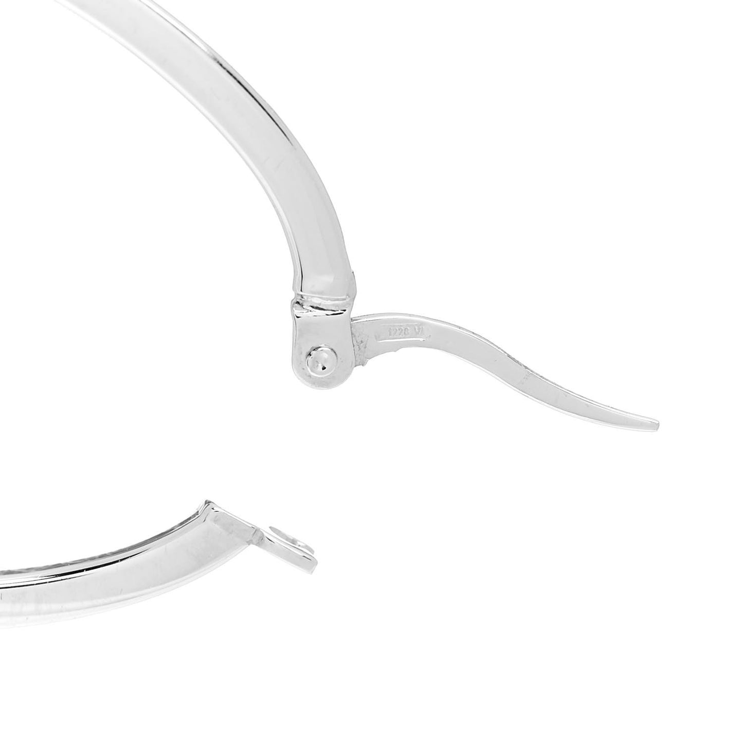 18K White Gold Large Square Edge Oval Perfect Hoop Earrings