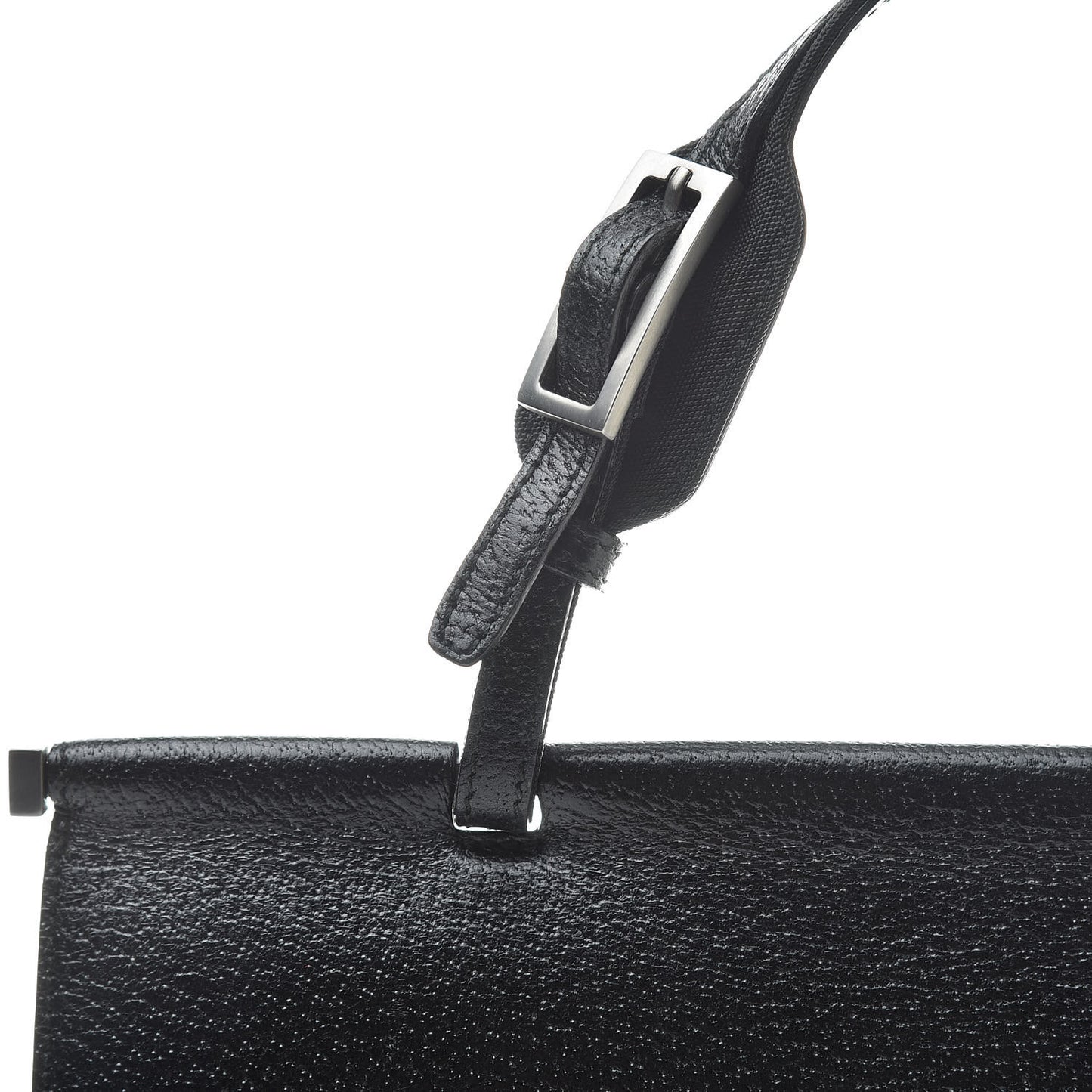 Pebbled Calfskin Top Handle Bag Black