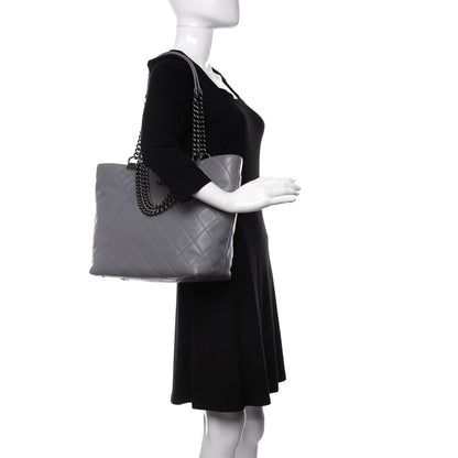 Chanel Lambskin Quilted Shopping Tote Grey 2 of 11