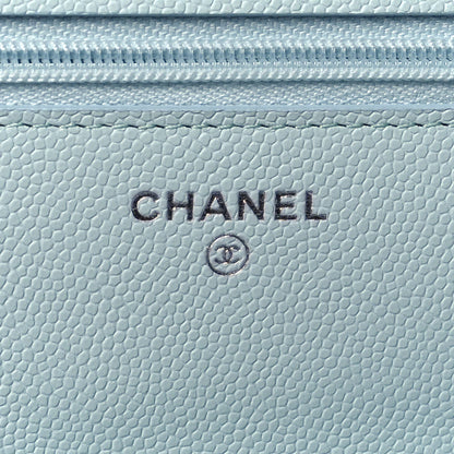 Chanel Caviar Quilted Wallet On Chain WOC Light Blue 6 of 11