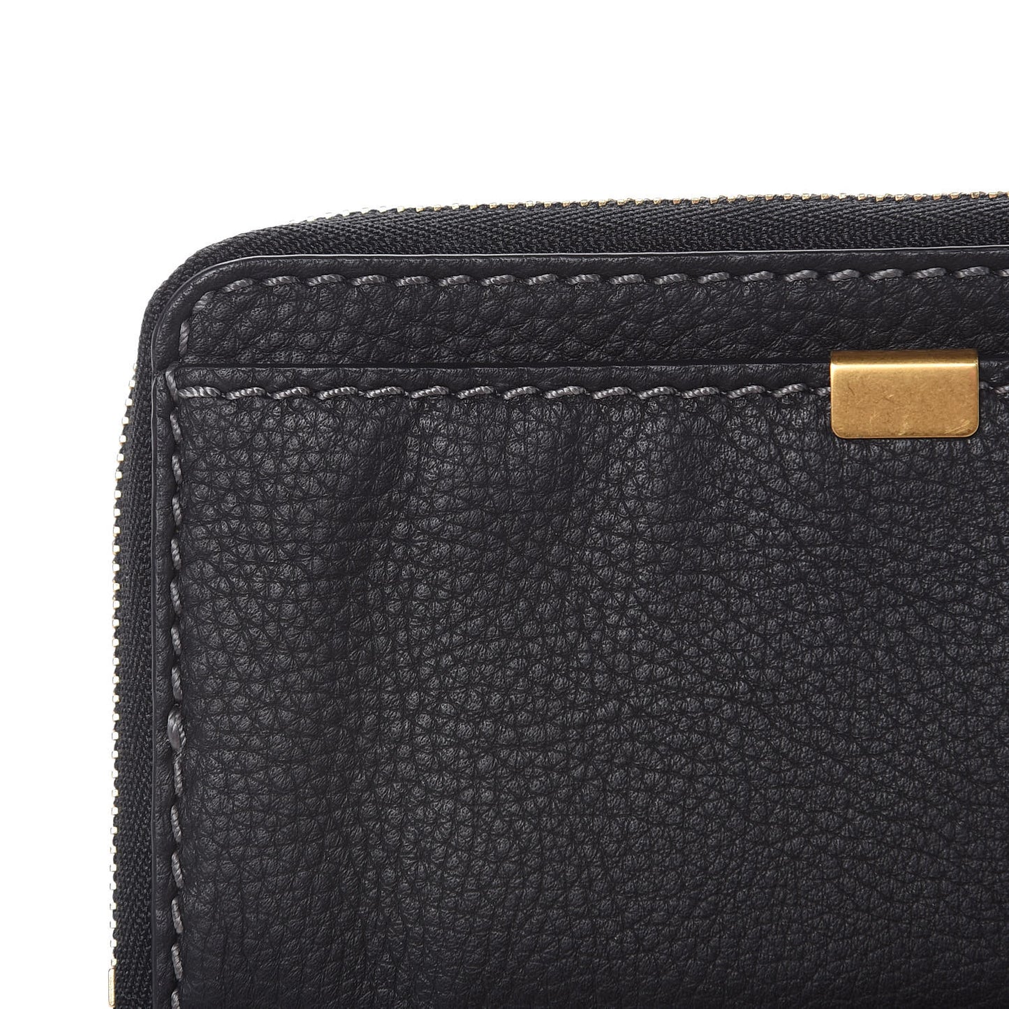 Grained Calfskin Medium Marcie Zip Card Holder Black